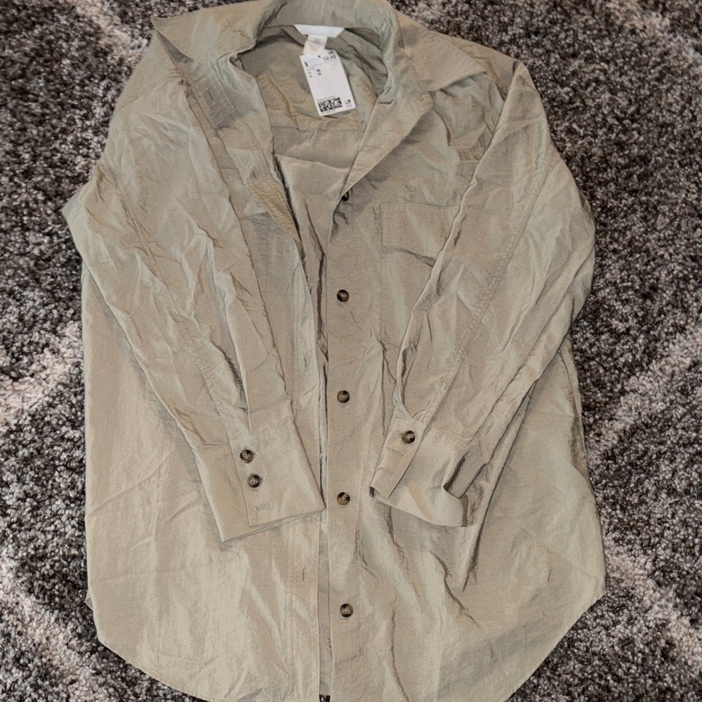 H&M Women's Button Down Shirt - Light Olive